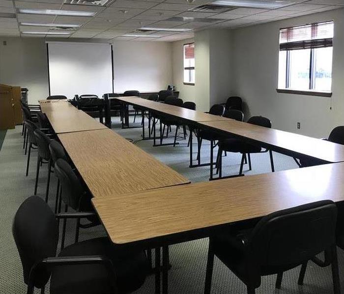 A empty set of meeting tables